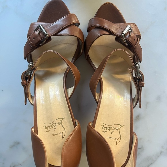 Christian Louboutin Tan Leather Heels with Buckle Detail - Picture 2 of 9